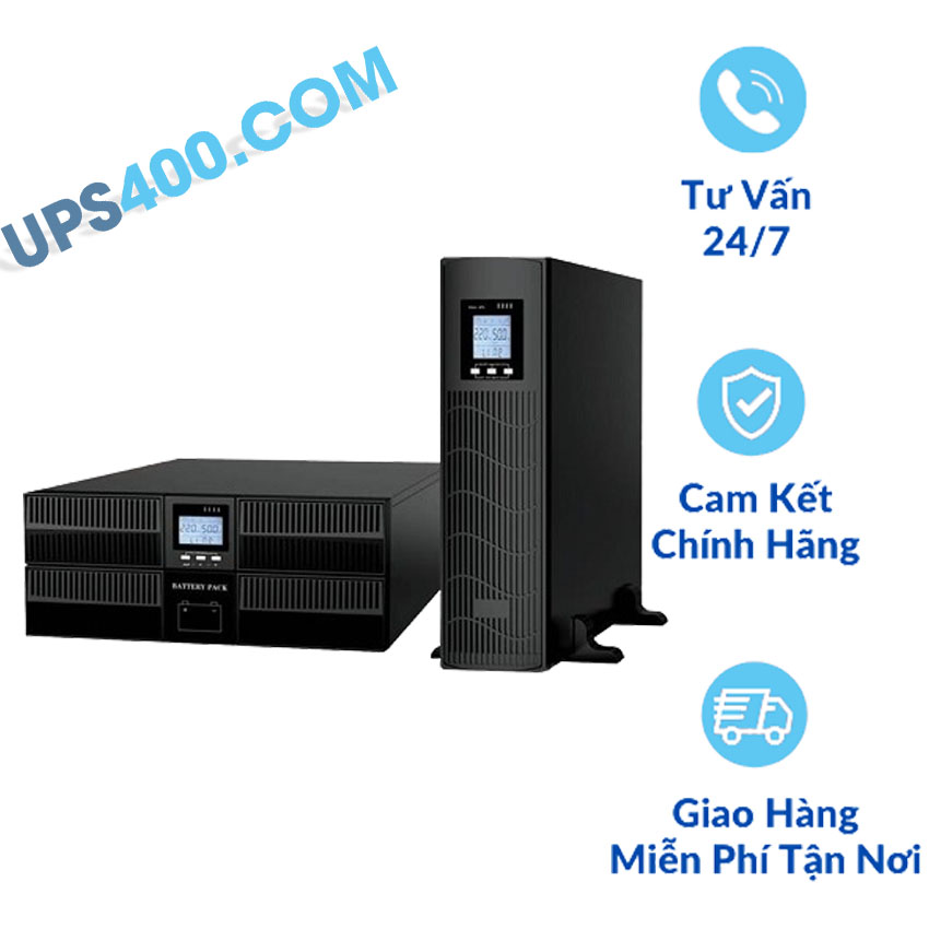 UPS Online HYUNDAI HD-15KR2 (15KVA/13.5KW) - Pin Ngoài Rackmount (3/1- 1/1)